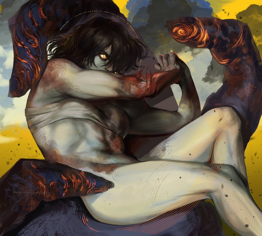 tarnished, lord of the frenzied flame, pidge, and three fingers (elden ring and 1 more) drawn by dovahcaine
