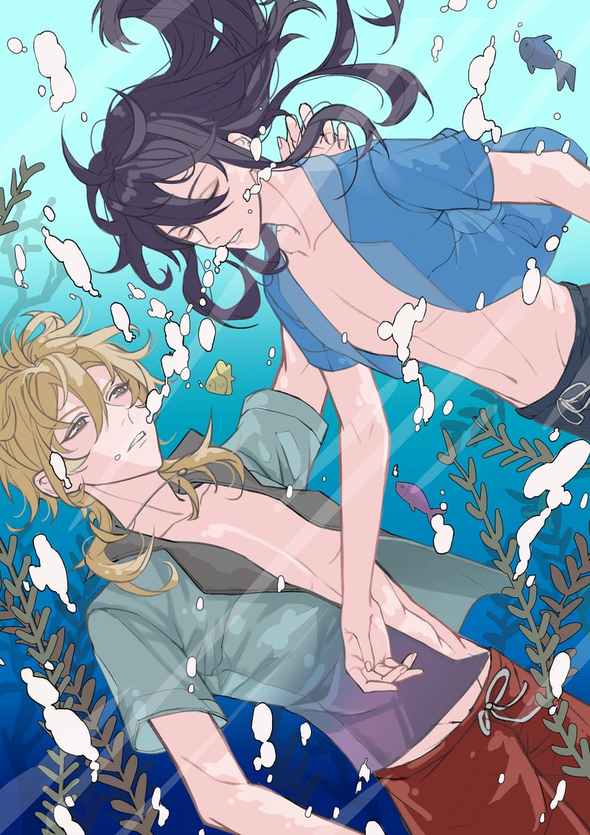 kanzaki souma and hakaze kaoru (ensemble stars!) drawn by xima716