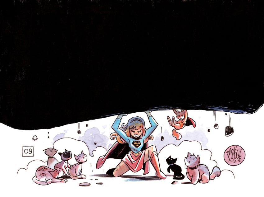 supergirl and streaky the supercat (dc comics) drawn by mikemaihack