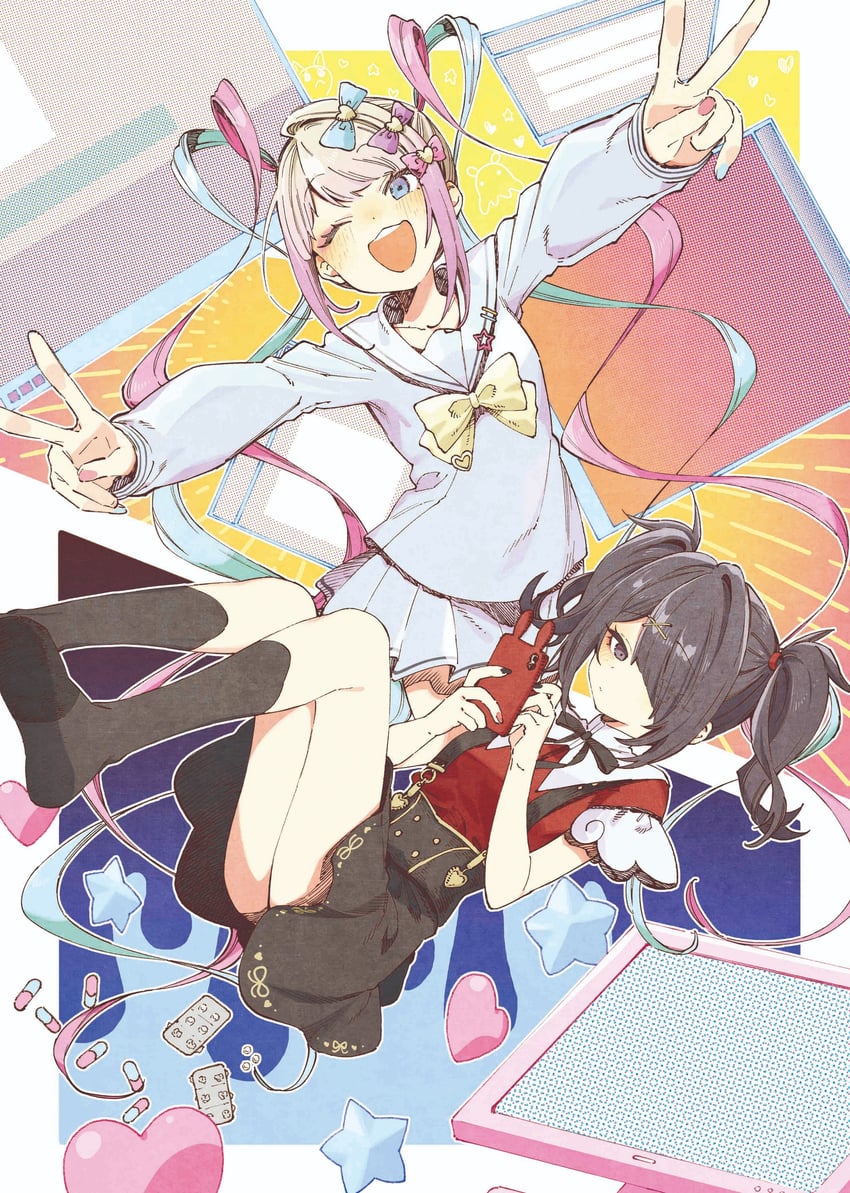 chouzetsusaikawa tenshi-chan and ame-chan (needy girl overdose) drawn by abara_heiki