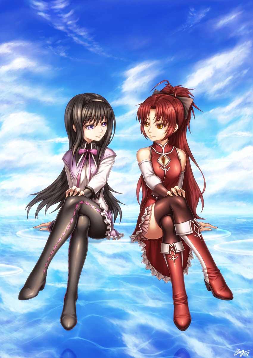 akemi homura and sakura kyoko (mahou shoujo madoka magica) drawn by zerg309