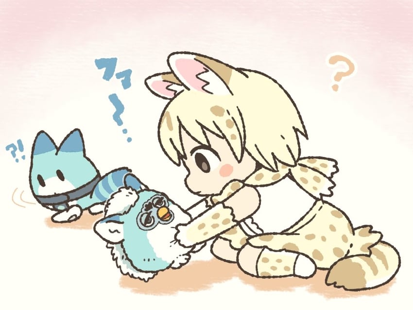 lucky beast, white serval, and furby (kemono friends and 2 more) drawn by kuro_shiro_(kuro96siro46)