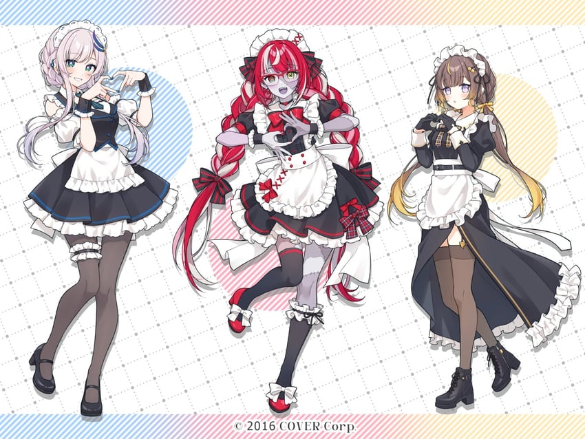 kureiji ollie, pavolia reine, and anya melfissa (hololive and 1 more) drawn by puunyannyan
