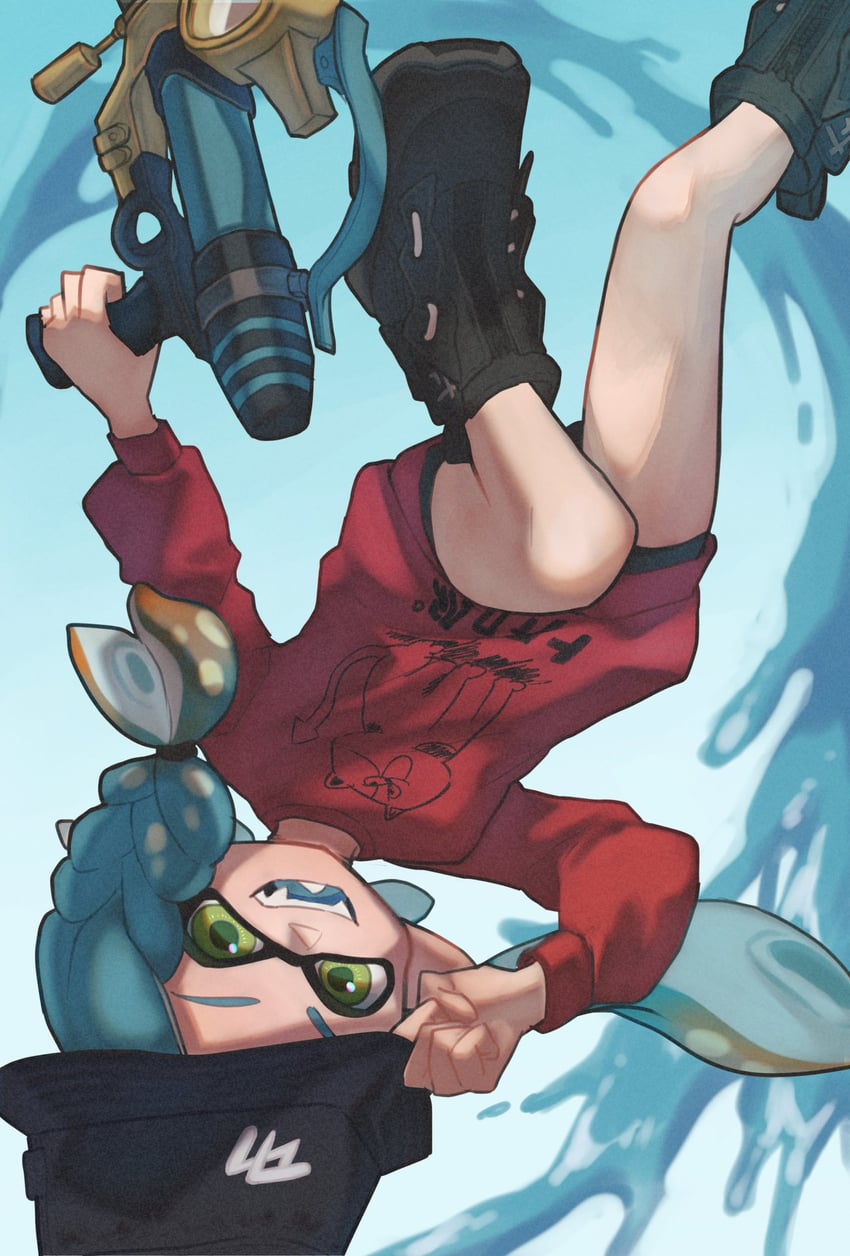 inkling player character and inkling girl (splatoon and 1 more) drawn by nastar_r0