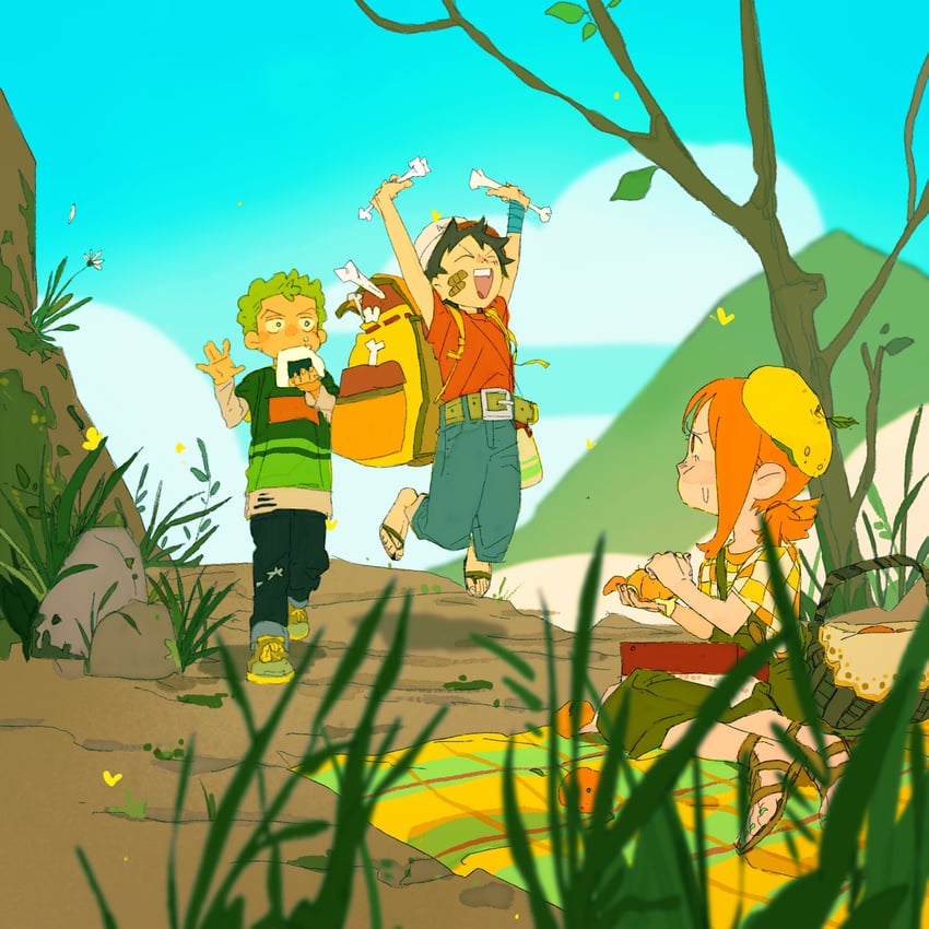 nami, monkey d. luffy, and roronoa zoro (one piece) drawn by lixiangqian