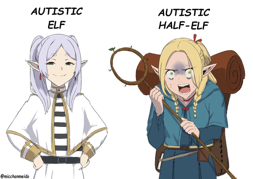 frieren and marcille donato (sousou no frieren and 1 more) drawn by micchan_(micchanmeido)