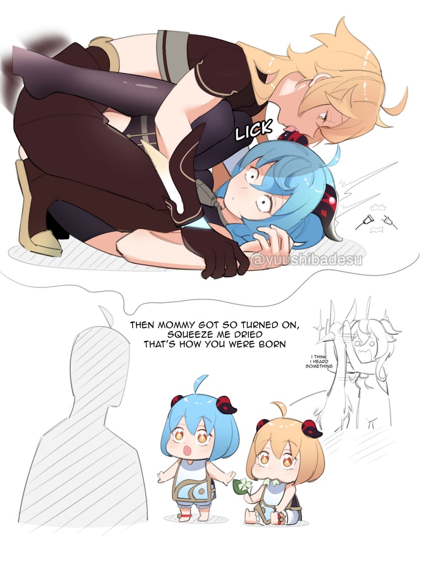 ganyu, aether, xianyun, and cloud retainer (genshin impact) drawn by yuushiba