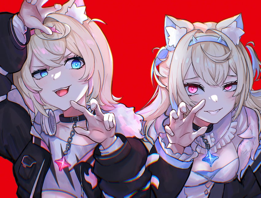 fuwawa abyssgard and mococo abyssgard (hololive and 1 more) drawn by harikyon_dzs
