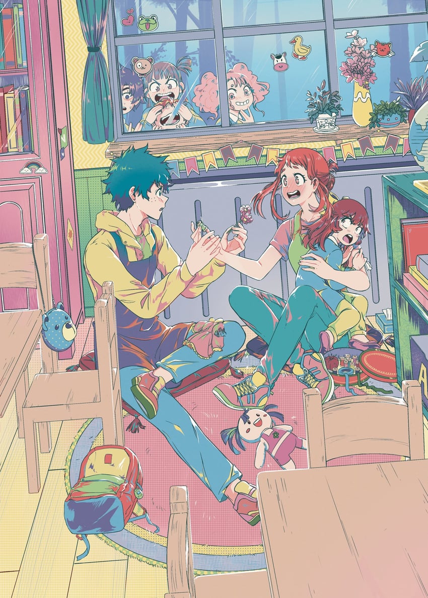 midoriya izuku and uraraka ochaco (boku no hero academia) drawn by loritoart