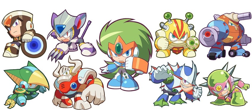 terra, uranus, pluto, jupiter, mercury, and 4 more (mega man and 2 more) drawn by kin_niku