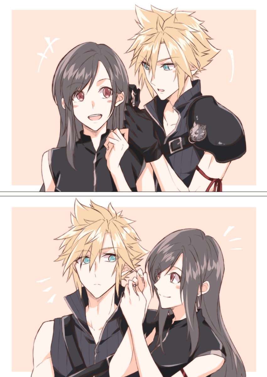 tifa lockhart, cloud strife, and fenrir (final fantasy and 2 more) drawn by mizuamememe