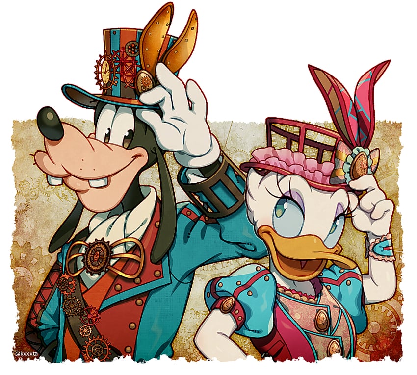 daisy duck and goofy (mickey mouse & friends) drawn by kiri_futoshi