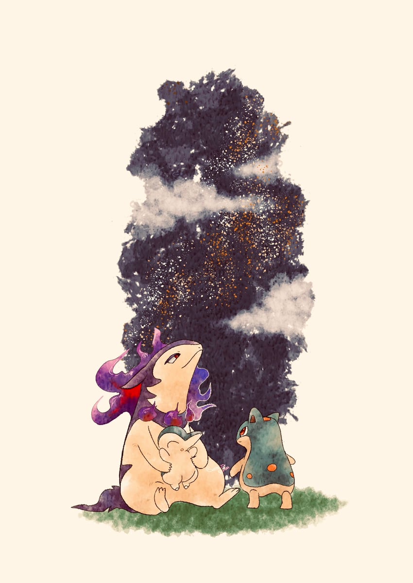 cyndaquil, hisuian typhlosion, and quilava (pokemon) drawn by zozozoshion