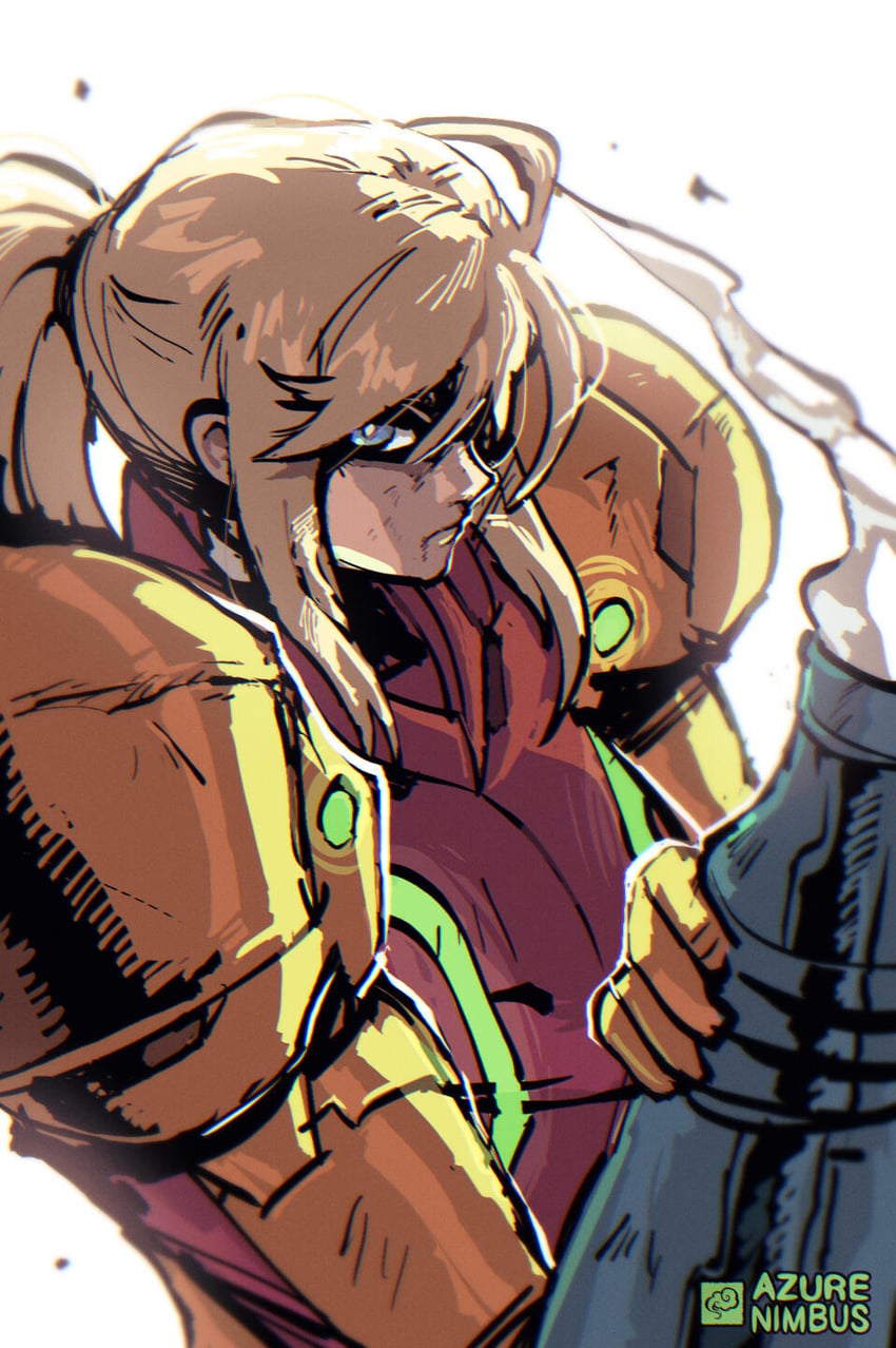 samus aran (metroid and 1 more) drawn by azure_nimbus