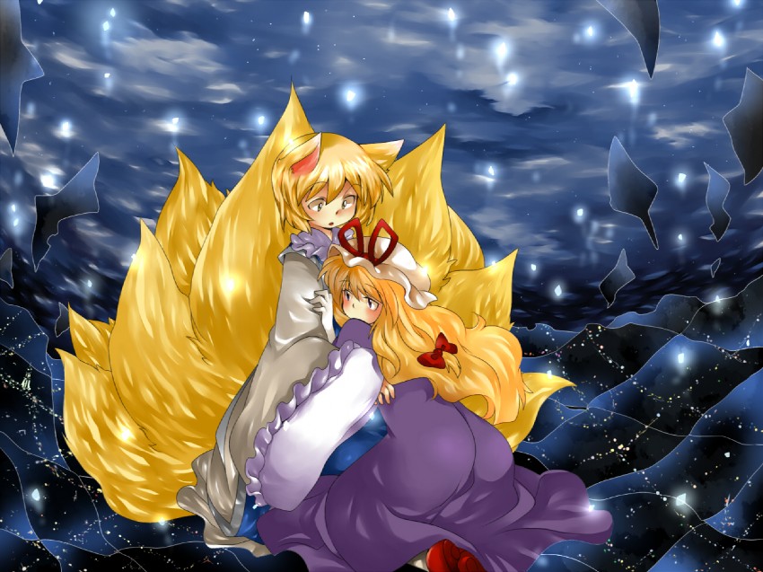 yakumo yukari and yakumo ran (touhou) drawn by hammer_(sunset_beach)
