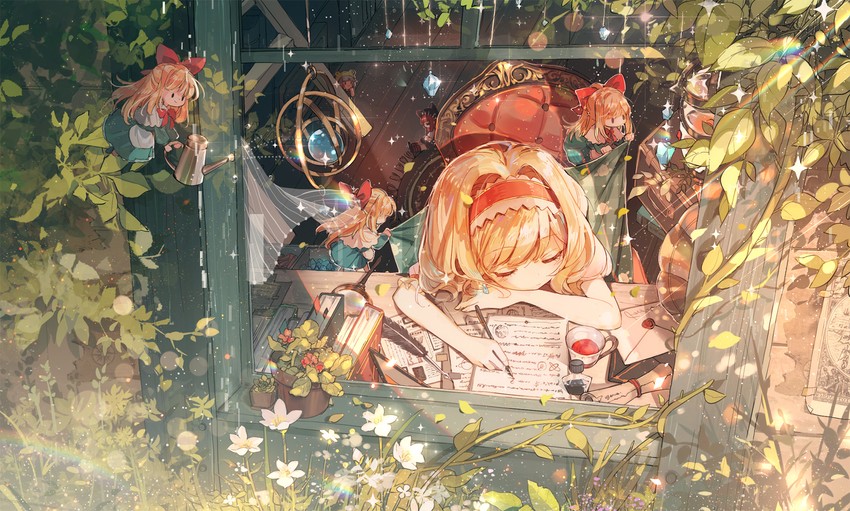 alice margatroid and shanghai doll (touhou and 1 more) drawn by rokusai
