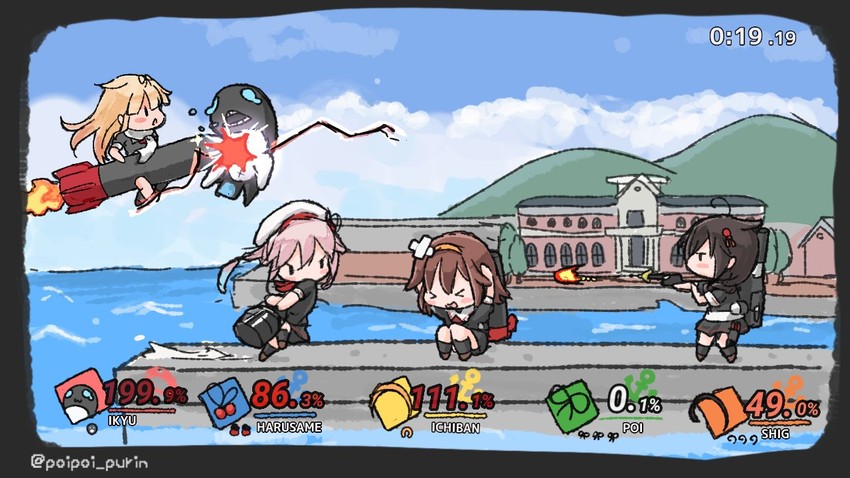 shigure, yuudachi, shigure kai ni, yuudachi kai ni, shiratsuyu, and 2 more (kantai collection and 1 more) drawn by poipoi_purin