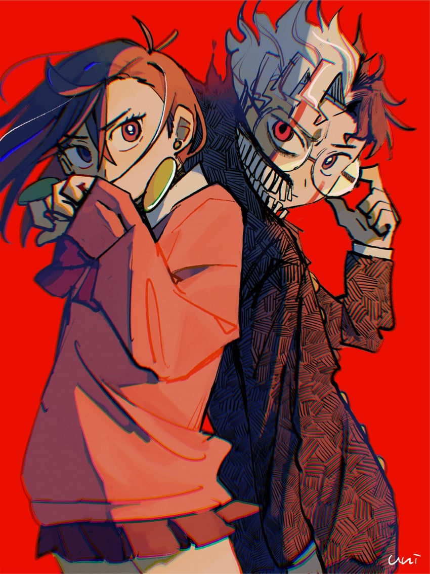 ayase momo and takakura ken (dandadan) drawn by uni_(y36908)