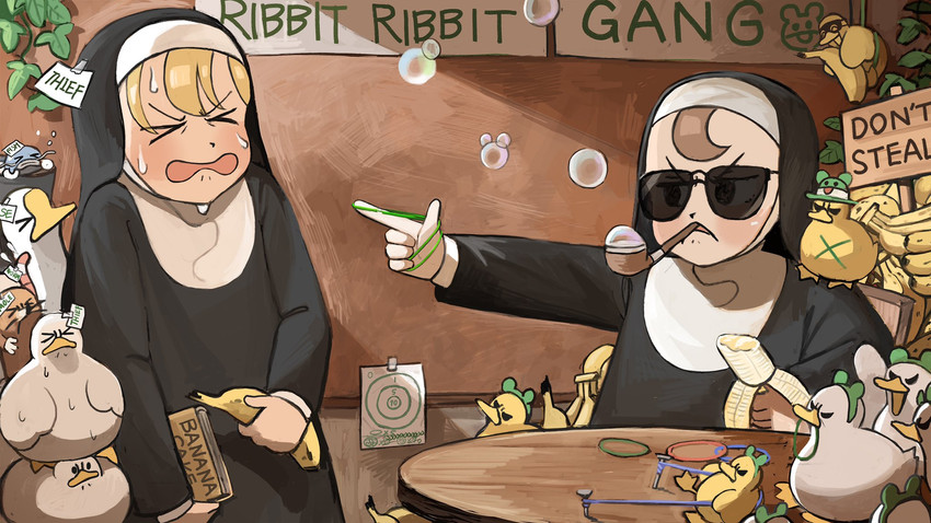 clumsy nun and froggy nun (little nuns) drawn by diva_(hyxpk)