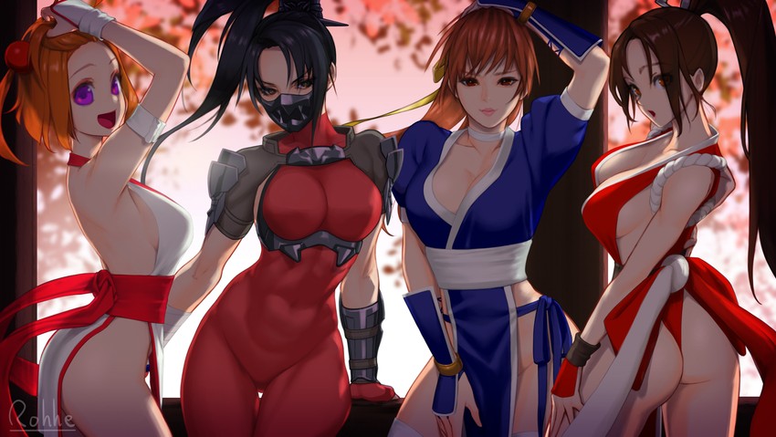 shiranui mai, kasumi, taki, and ogin (the king of fighters and 4 more) drawn by ryohhe