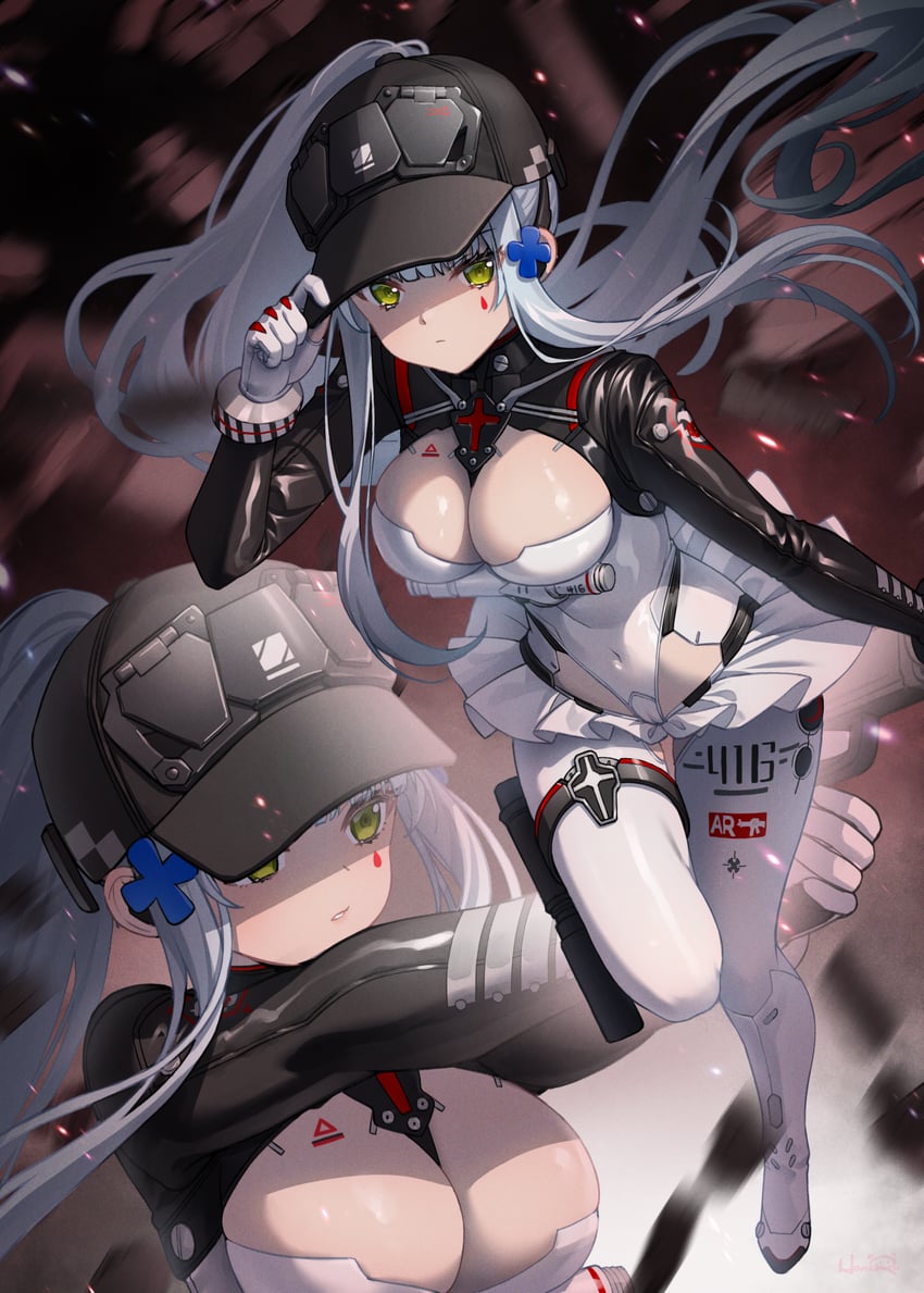 hk416 and klukai (girls' frontline and 1 more) drawn by haneru