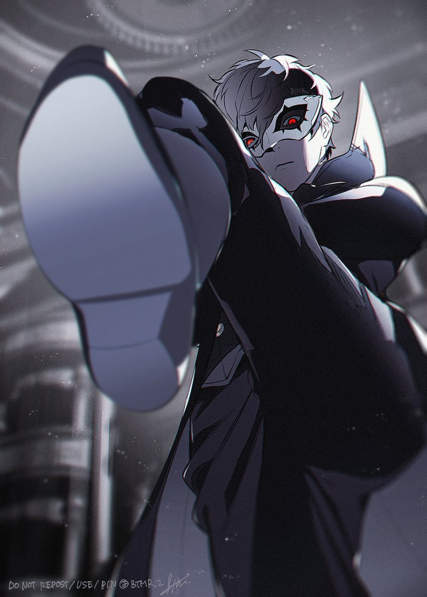amamiya ren and joker (persona and 1 more) drawn by btmr_game