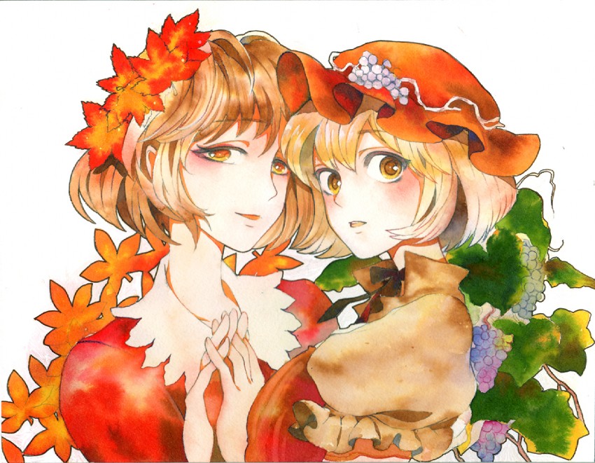 aki minoriko and aki shizuha (touhou) drawn by kyachi
