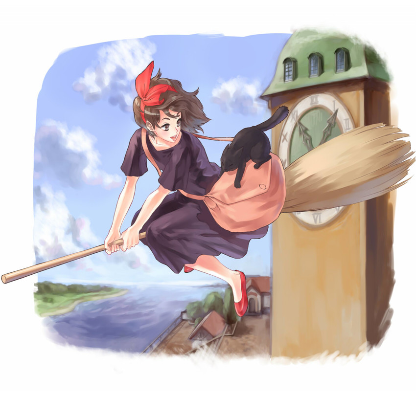 kiki and jiji (studio ghibli and 1 more) drawn by mico_(paleshelter)