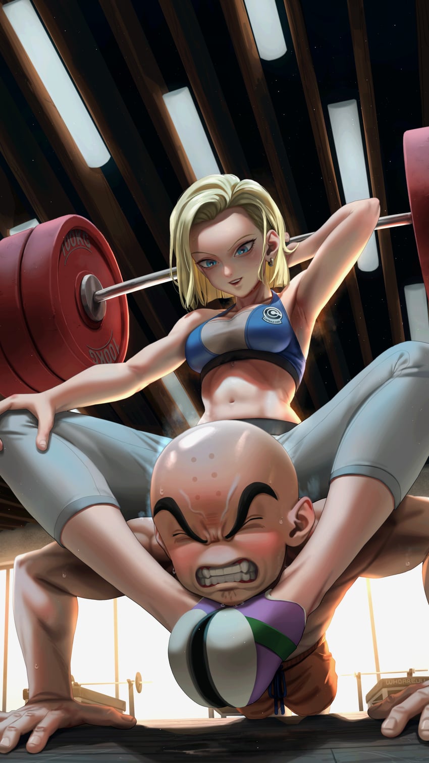 android 18 and kuririn (dragon ball and 1 more) drawn by whoareuu