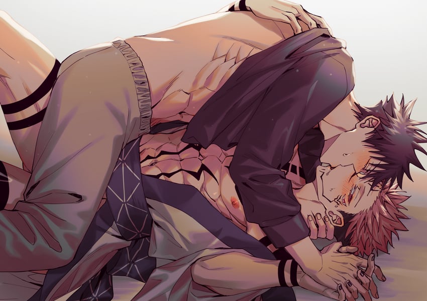 fushiguro megumi and ryoumen sukuna (jujutsu kaisen) drawn by azukiharuta_ju