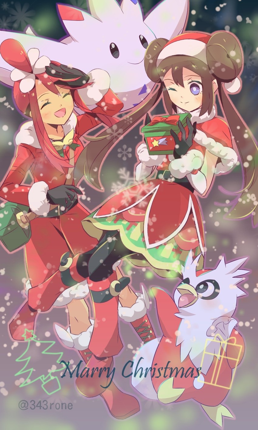 togekiss, delibird, rosa, and skyla (pokemon and 1 more) drawn by 343rone