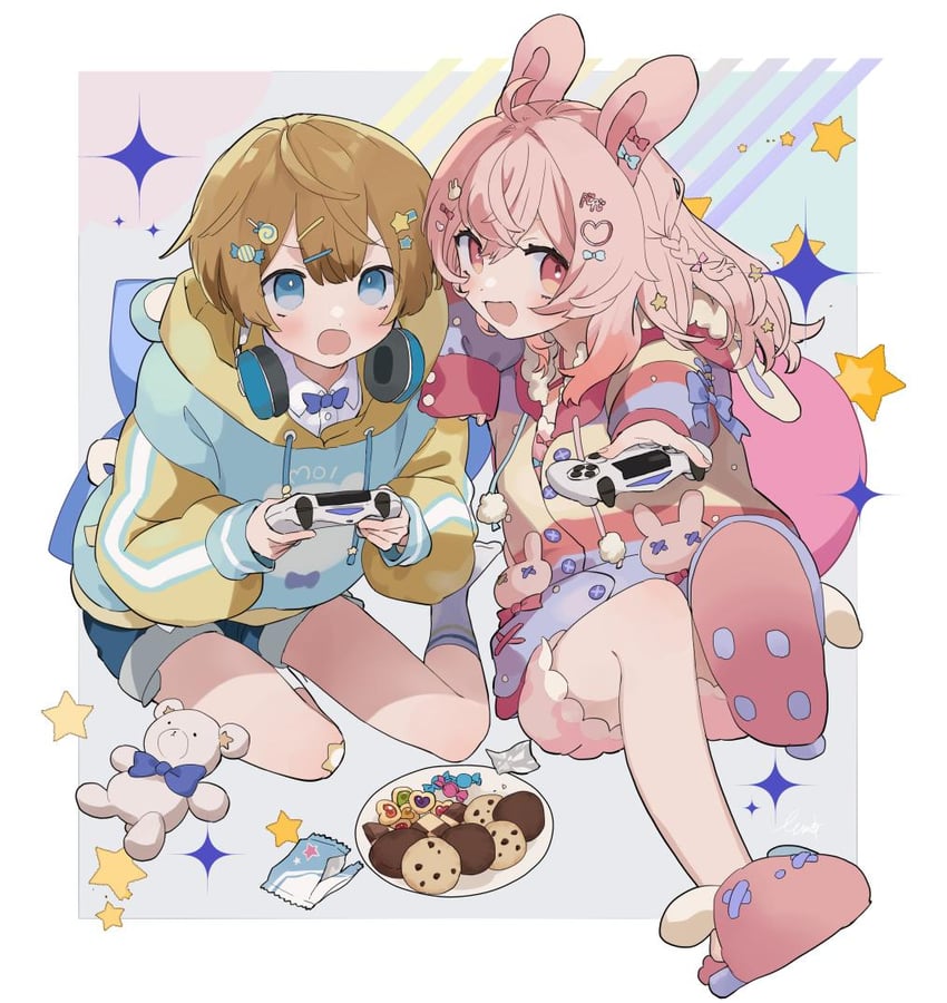 pipkin pippa and aoi moi (indie virtual youtuber and 1 more) drawn by sen_juge