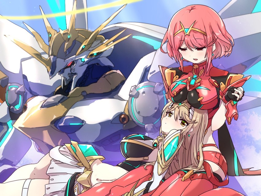 pyra, mythra, and siren (xenoblade chronicles and 1 more) drawn by tavn