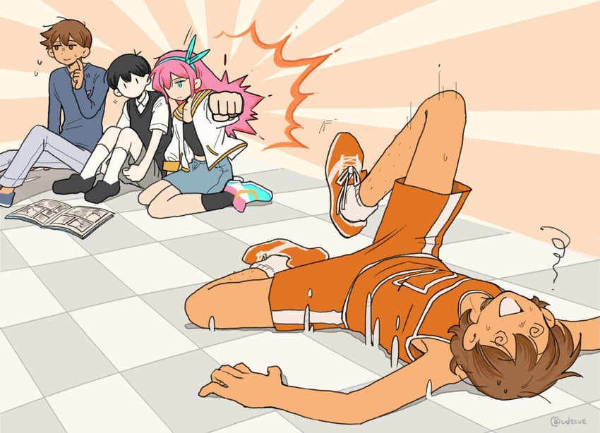 sunny, aubrey, kel, and hero (omori) drawn by ud01f