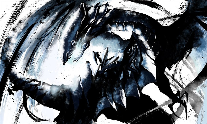 blue-eyes white dragon (yu-gi-oh!) drawn by kawabata_yoshihiro