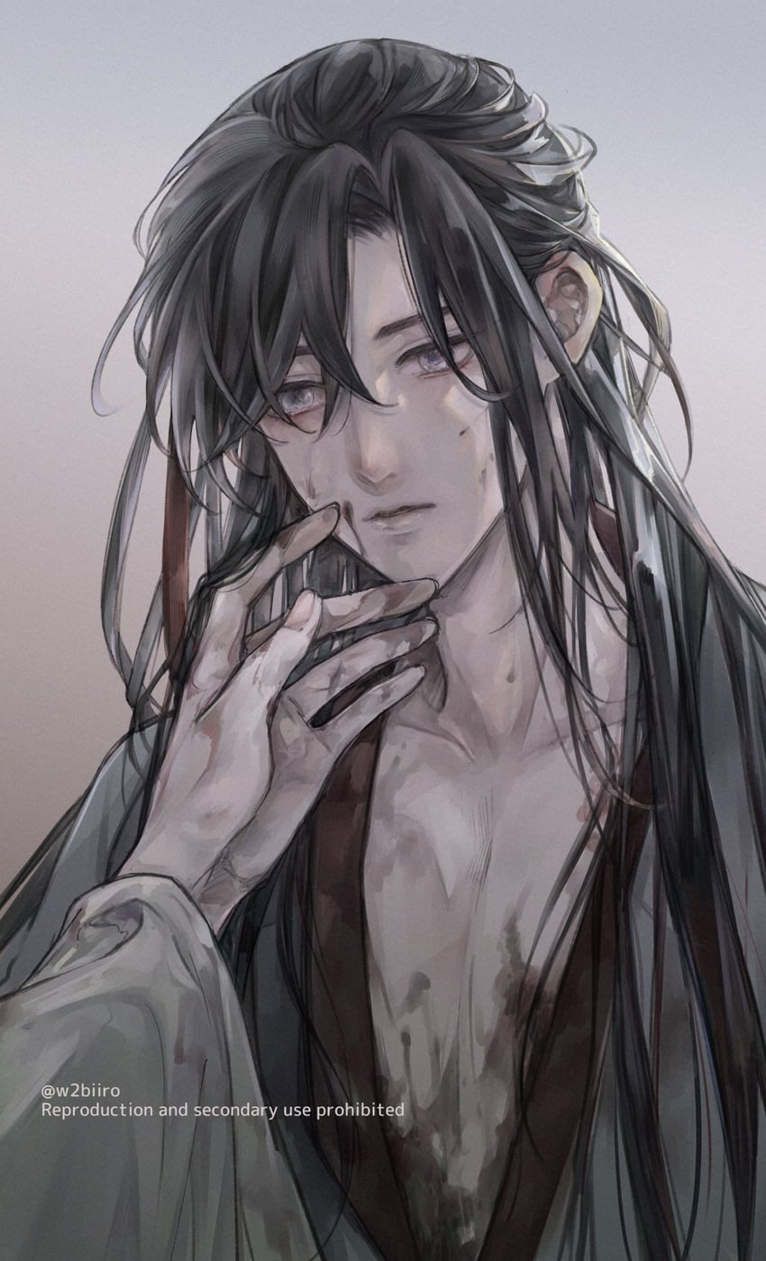 wei wuxian and lan wangji (modao zushi) drawn by w2biiro