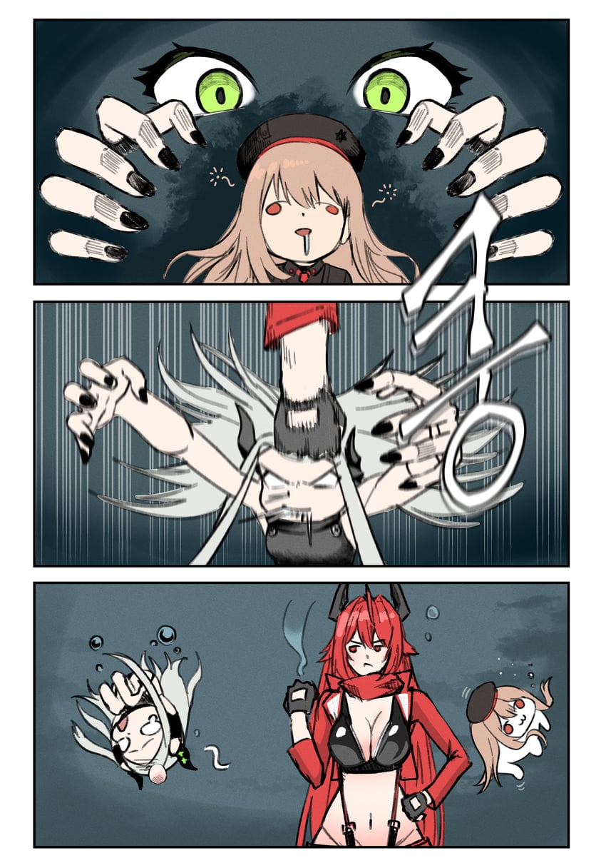 rapi, red hood, doro, and leviathan (goddess of victory: nikke) drawn by hyuiil365