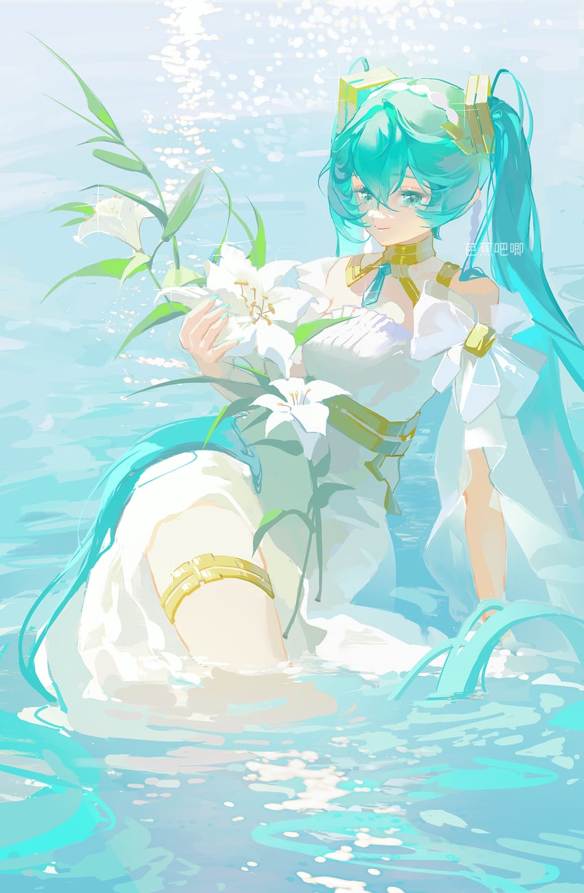 hatsune miku and muse of creation miku (vocaloid) drawn by basho