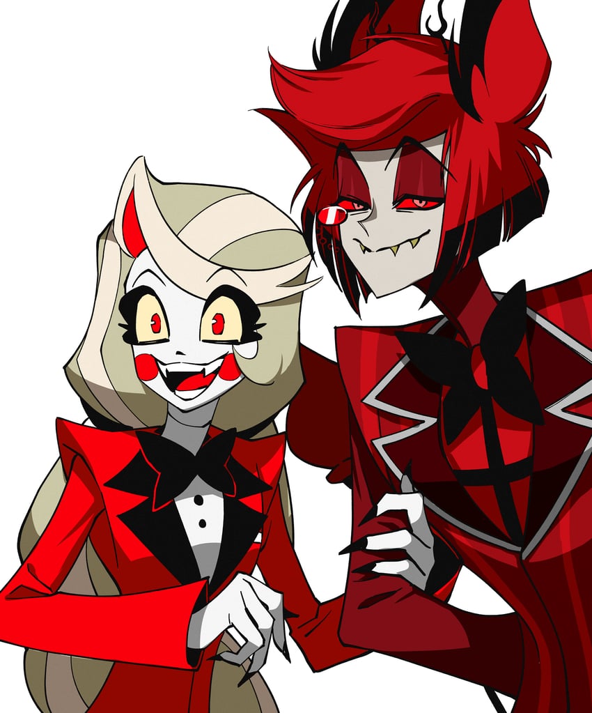 charlie morningstar and alastor (hazbin hotel) drawn by zakki