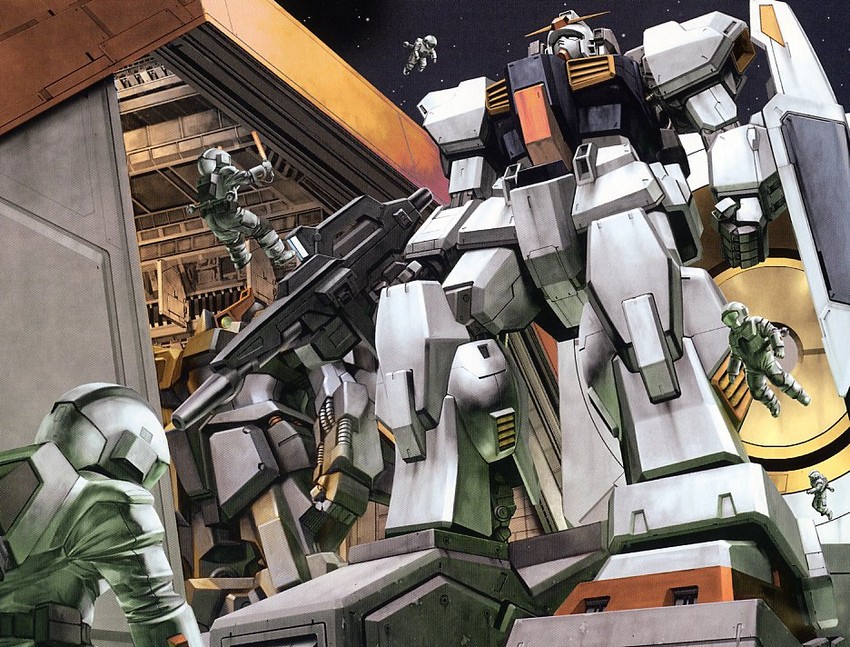 gundam mk ii, rick dias, and argama (gundam and 1 more) drawn by tenjin_hidetaka
