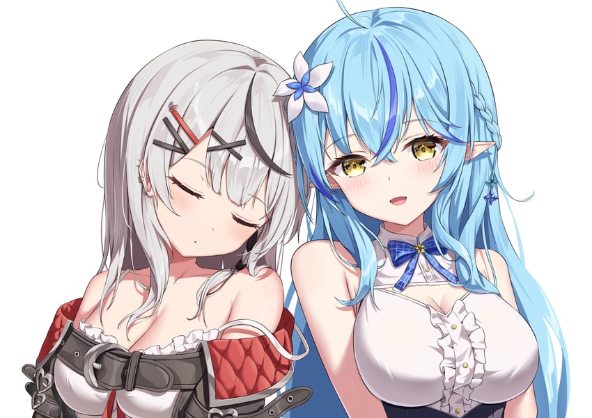 sakamata chloe and yukihana lamy (hololive) drawn by kag_tsukimi