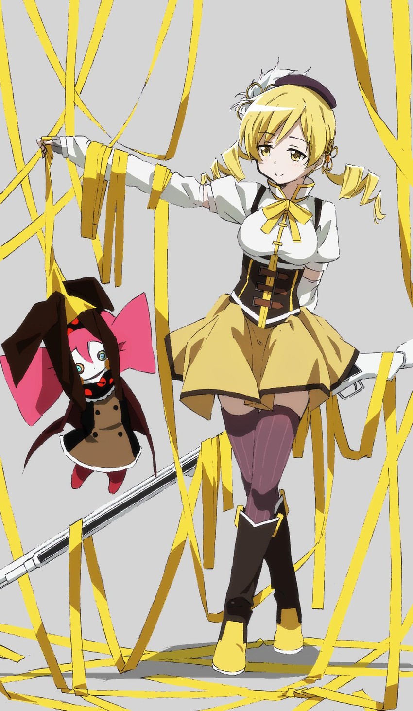 tomoe mami and charlotte (mahou shoujo madoka magica) drawn by bygddd5