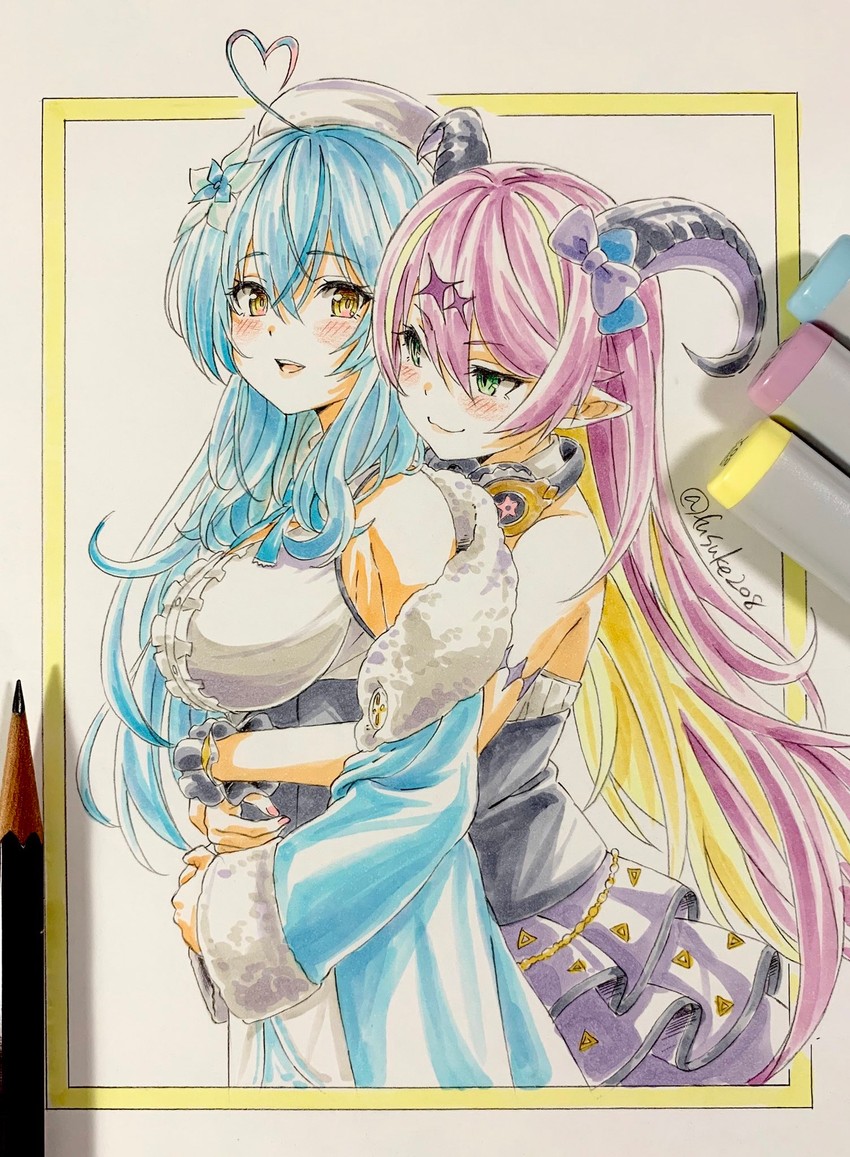 yukihana lamy and mano aloe (hololive) drawn by fuusuke_(fusuke208)