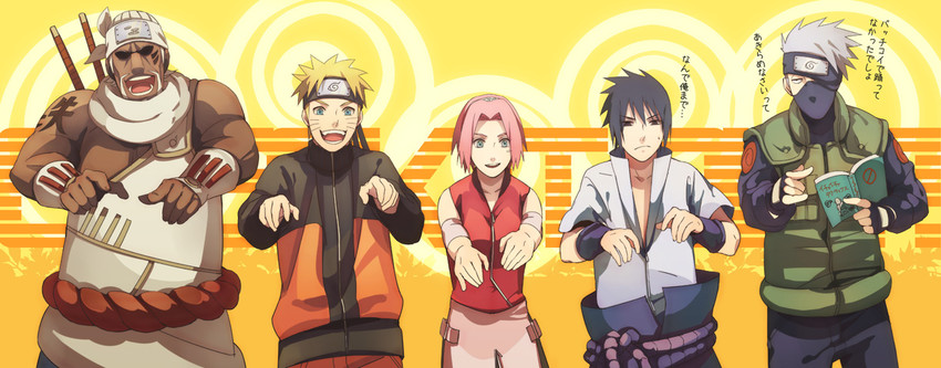 haruno sakura, uzumaki naruto, uchiha sasuke, hatake kakashi, and killer bee (naruto and 1 more) drawn by oba-min
