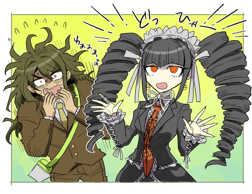 celestia ludenberg and gokuhara gonta (danganronpa and 2 more) drawn by kumakoro_(tetsupag)