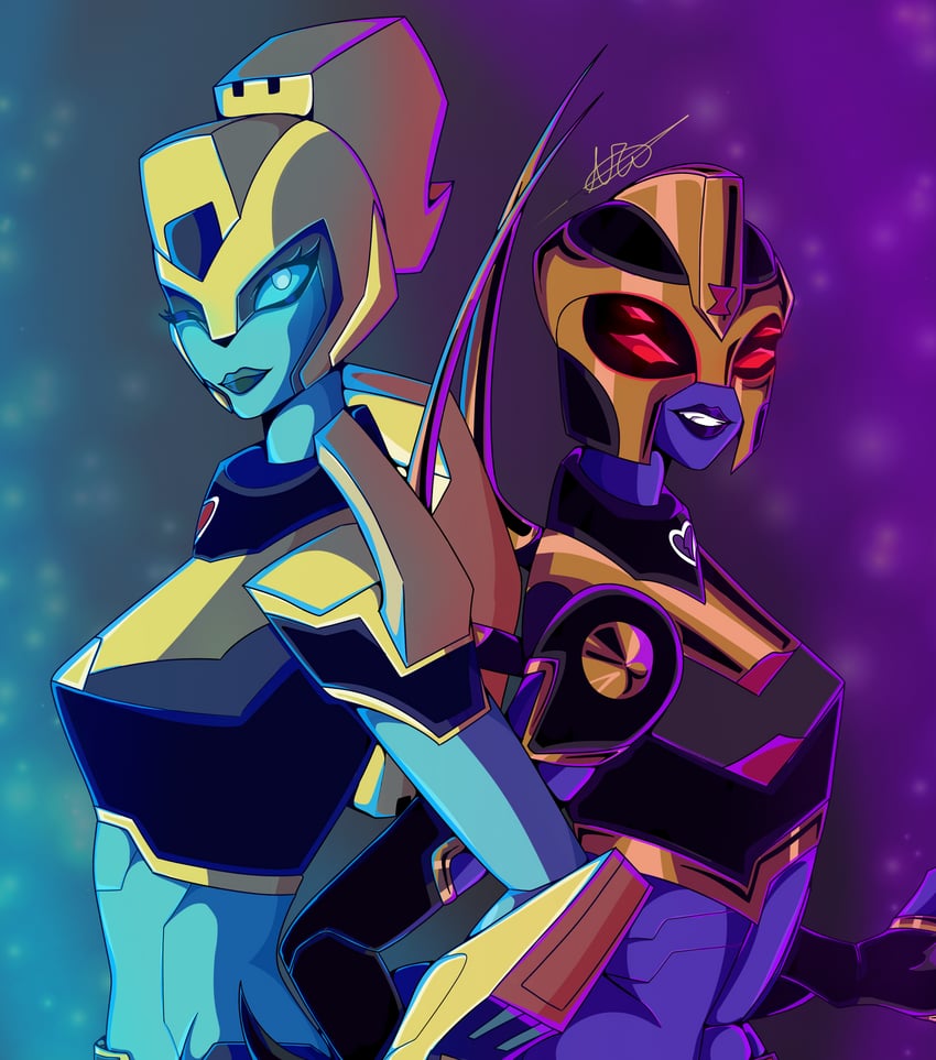 elita one and blackarachnia (transformers and 1 more) drawn by ohnoohnohearshecomes