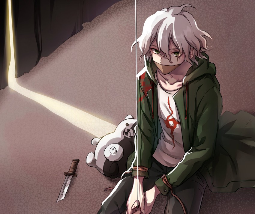 komaeda nagito and monokuma (danganronpa and 1 more) drawn by miyuzu