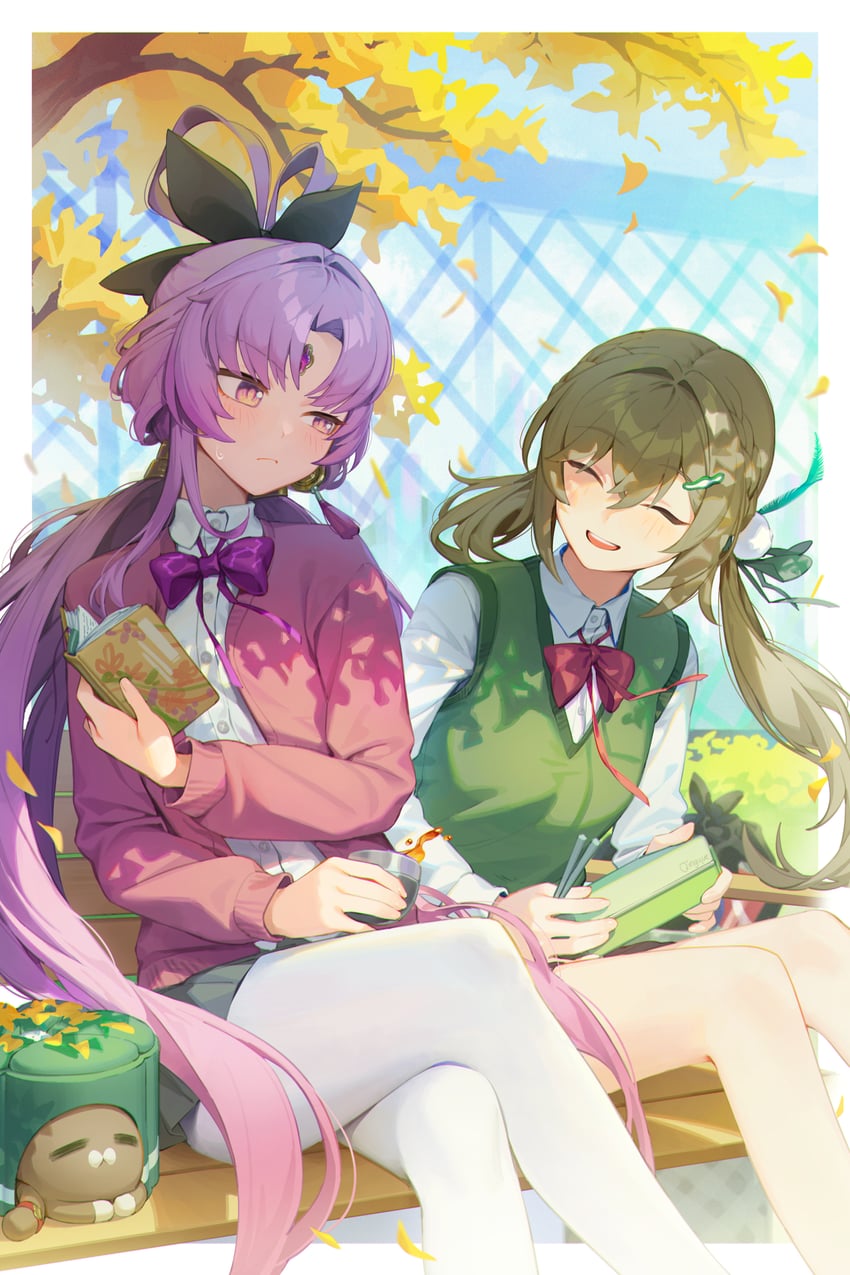 fu xuan and qingque (honkai and 1 more) drawn by dl_(dl_6ix)