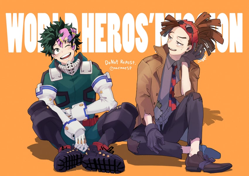 midoriya izuku, rody soul, and pino (boku no hero academia) drawn by maemaesp