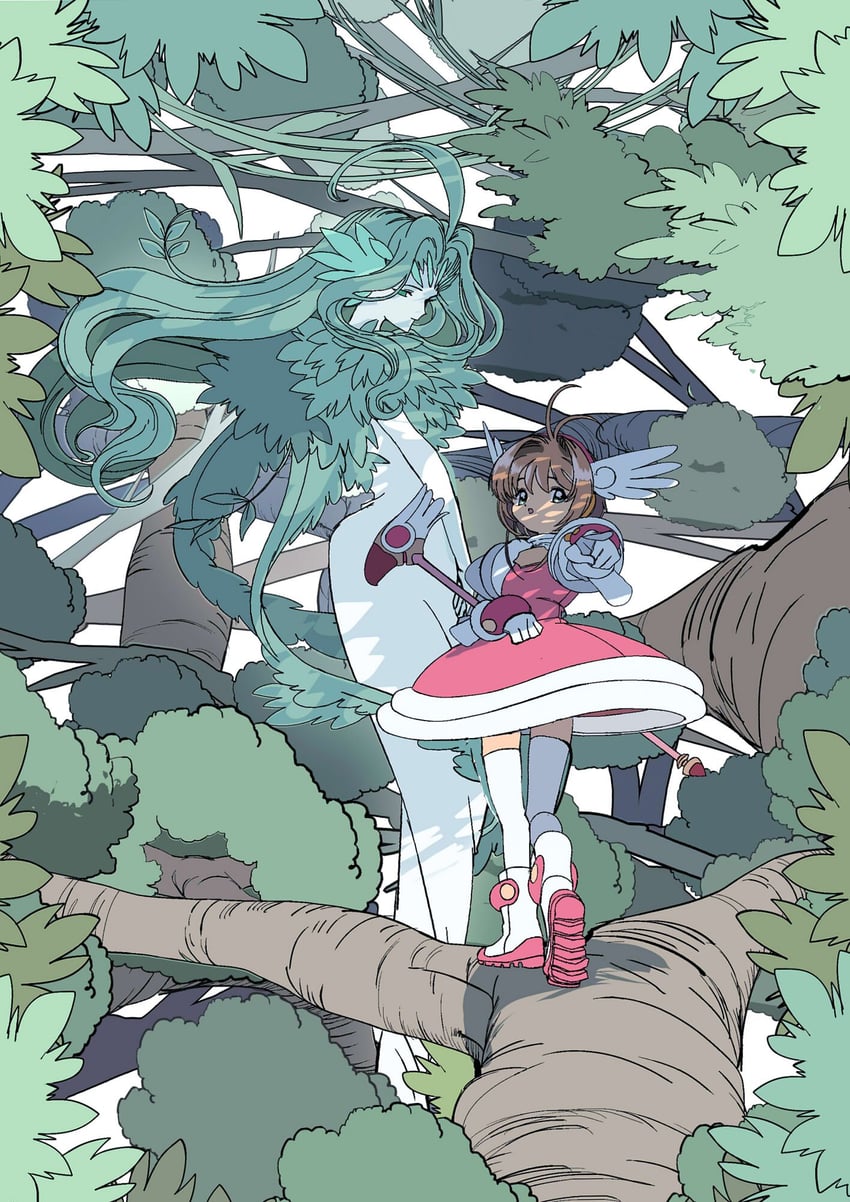 kinomoto sakura and wood (cardcaptor sakura) drawn by edoya_inuhachi